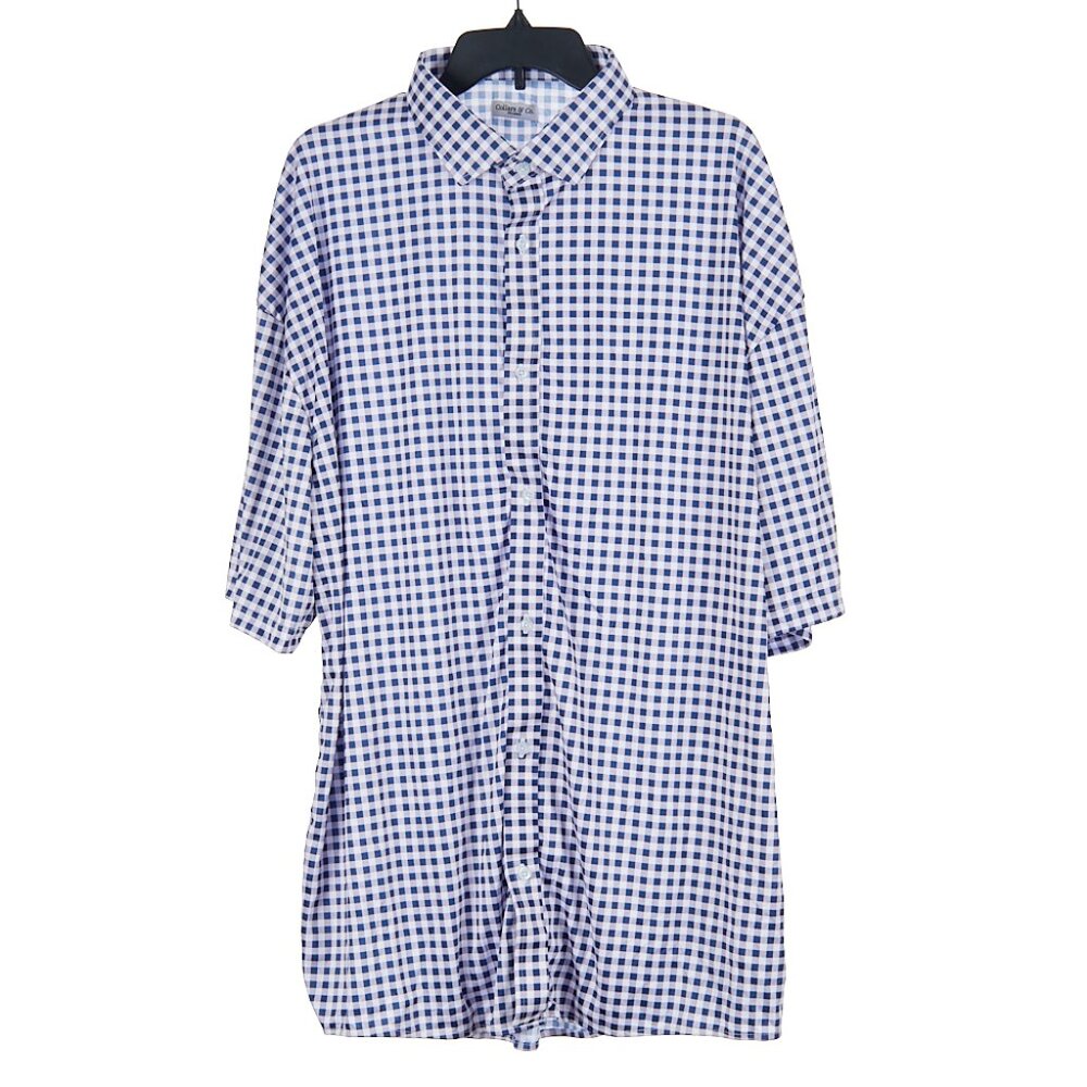 Collars & Co Navy Gingham Dress Collar Polo Men's 3XL NWOT